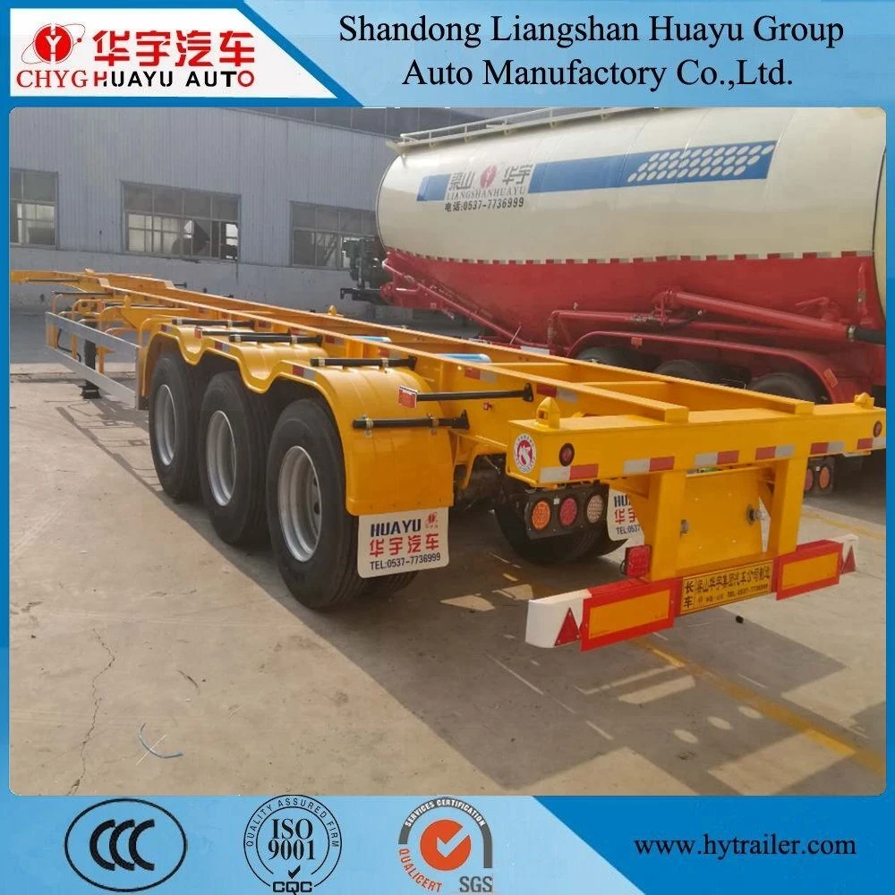 50t Huayu 40FT 3 Axle Container Transport Chassis Skeleton Semi Trailer