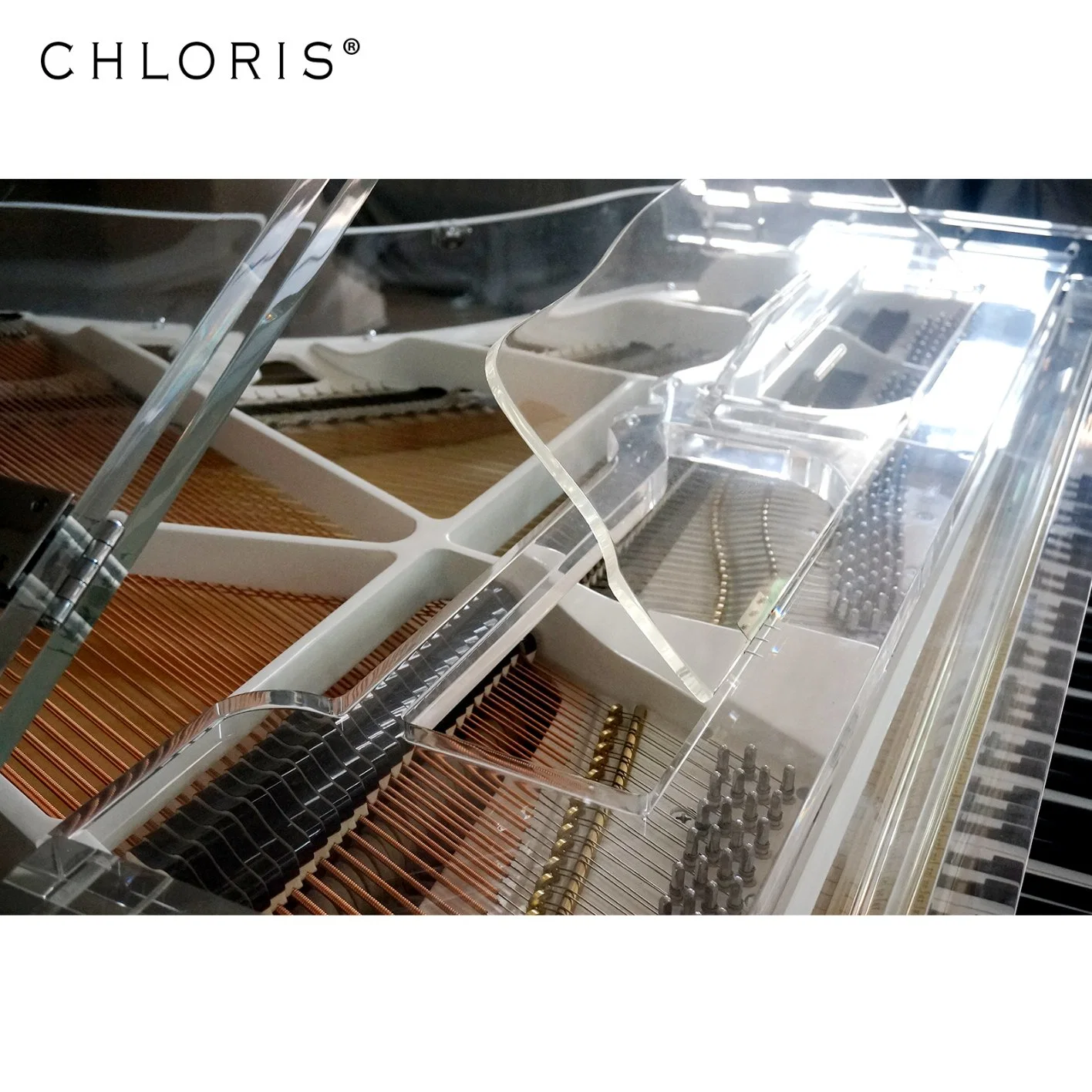 Chloris Handcrafted Transparent Crystal Grand Pianos Hg-186A Luxury Home Furniture for Sale