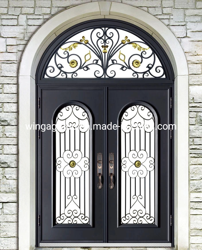 Half Circle Black Wrought Iron Security Steel Metal Door Wg-Sg-21