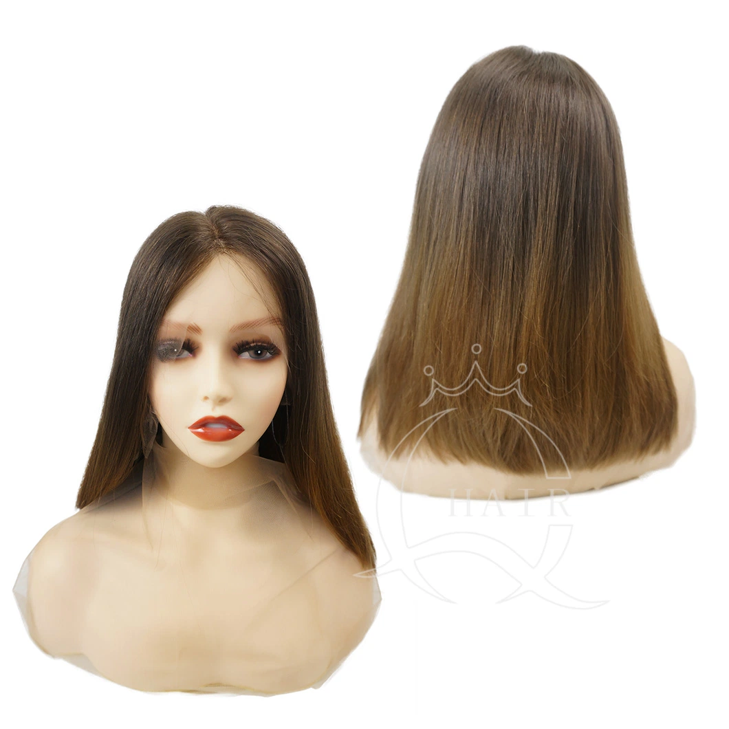 Venta caliente virgen de alta calidad Remy Cabello pelucas XA16 pulgadas 468 Top de encaje de gradiente judía Kasher pelucas pelucas para las mujeres blancas de encaje con la belleza o de uso médico