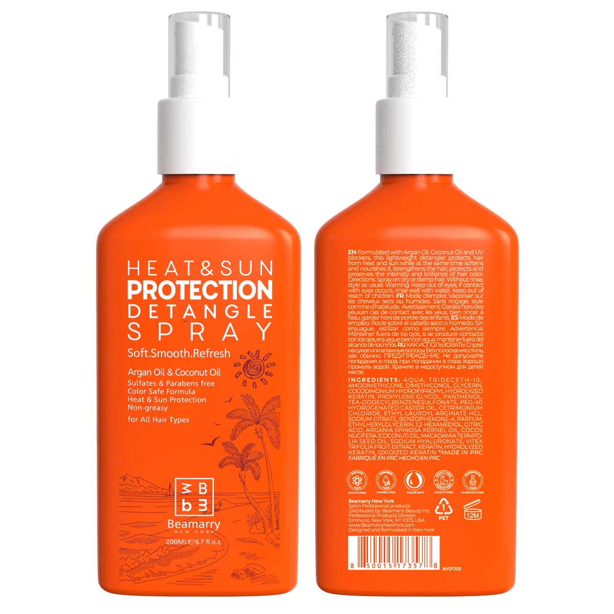 OEM/ODM Moisturizing Detangle Spray Private Label Products Heat&Sun Protection Detangle Hair Spray 200ml