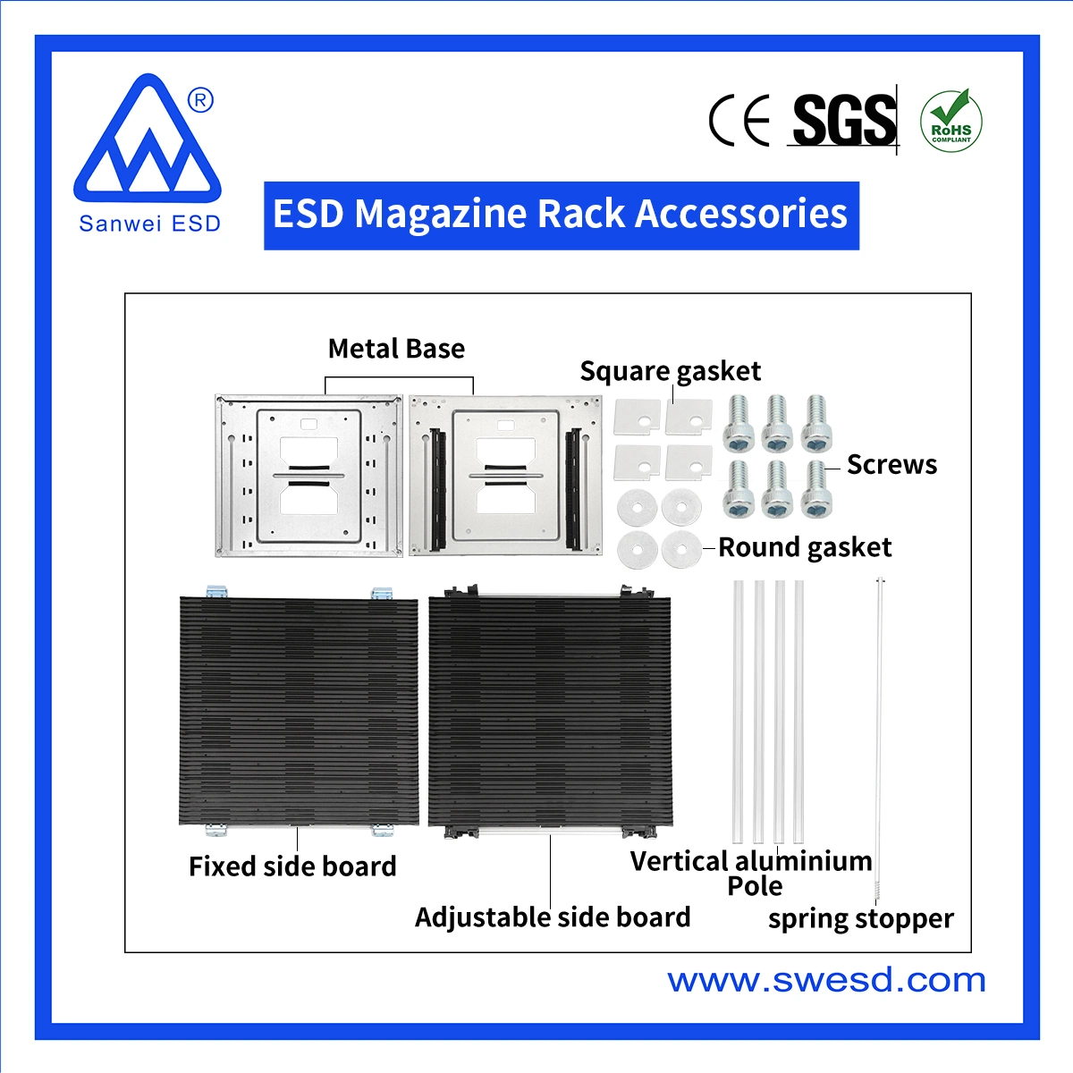 Capa de aluminio para rack de pared antiestático