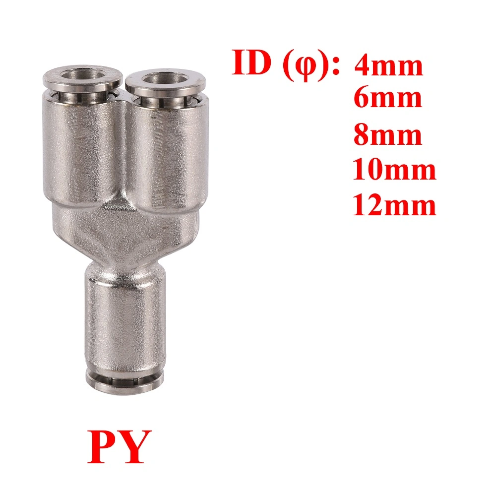 Push in Quick Coupling Straight Y Shaped Tee Od 4/6/8/10/12/14/16mm Pipe Connector Air Pneumatic Fittings