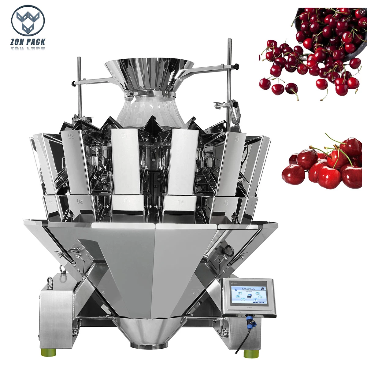 CE Certification Cheery Fruit Vegetable Weighing Scale 1.6L Hopper 10 Head Multihead Weigher