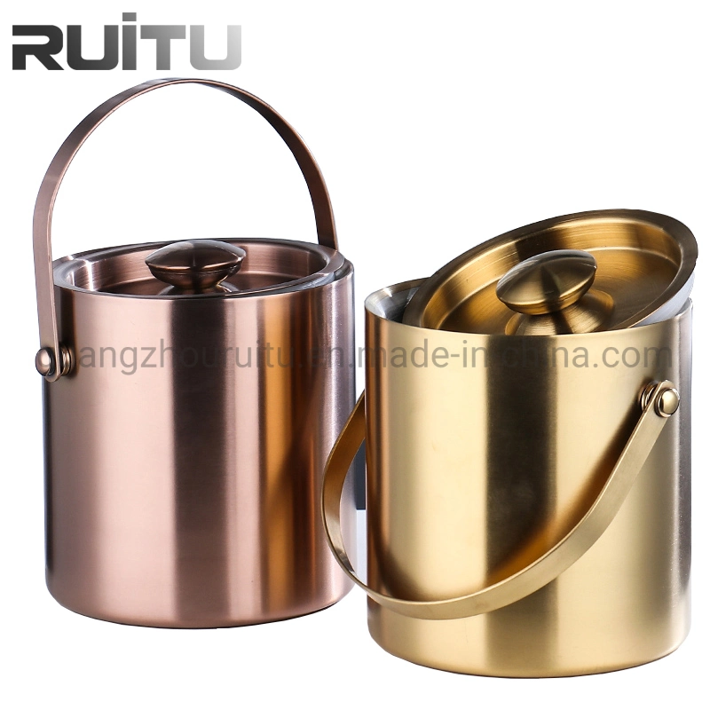 Buffet Chiller Pineapple Ice Drink Champagne Bucket Bowl Standing Silver Black Rose Gold Round Metal Shiny Handle Deer Antler Ice Buckets