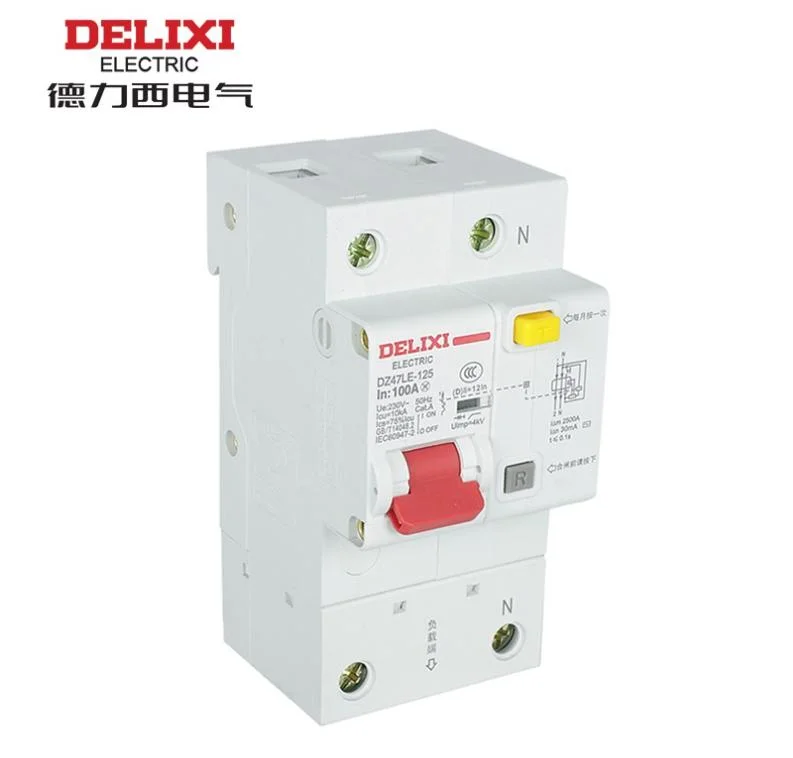 Delixi Dz47le-125 125A قاطع دائرة تسرب التيار العالي MCB 10ka