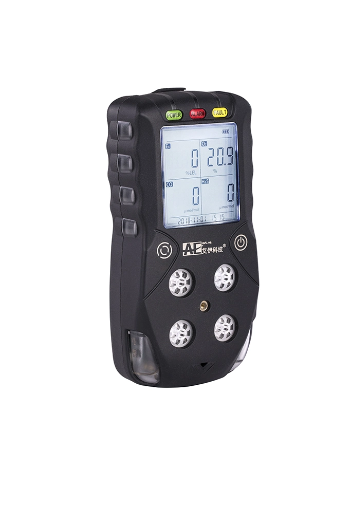 LCD Display Handheld Portable Gas Leakage Detector for Lel H2s Co O2 with Button Operation