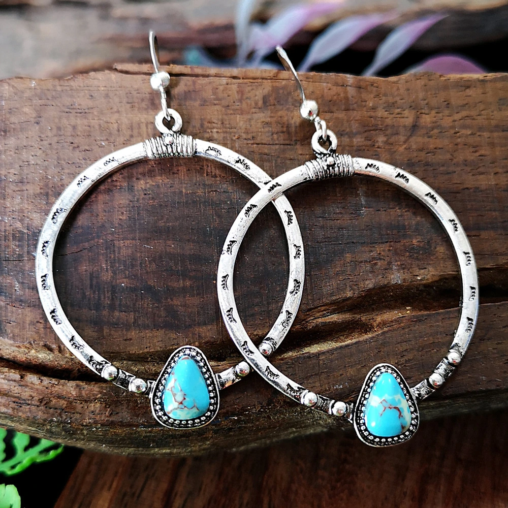 925 Vintage Silver Plated Turquoise Earrings