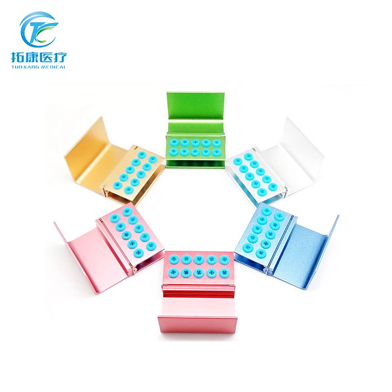 10-Hole Dental Burs Mini Holder Silicone Bur Sterilization Box