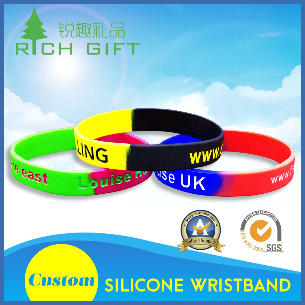 Bon cadeau personnalisé de hockey de refroidir les hommes de mise en relief l'ID de l'équipe de Christian College sensibles aux rayons UV de l'énergie équilibre ionique Bracelet en caoutchouc silicone charme cordon bracelet fluorescent