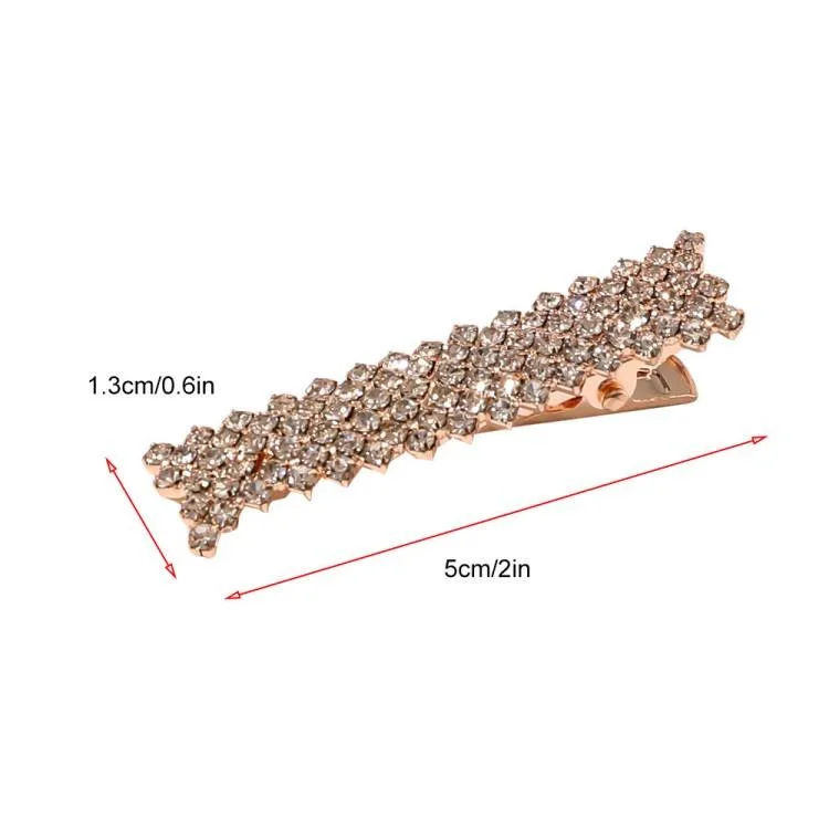 Korean Version of The Alloy Hairpin Fashion Rhine-Drill Claw Chain Edge Clip Luxury Bow Rhine-Drill Hair Accessories