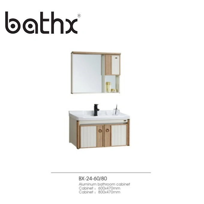 Modern Style Guaranteed Quality Hotel Furniture Space Aluminium Wall-Mounted White Bathroom with Basin Cabinets for Bathroom