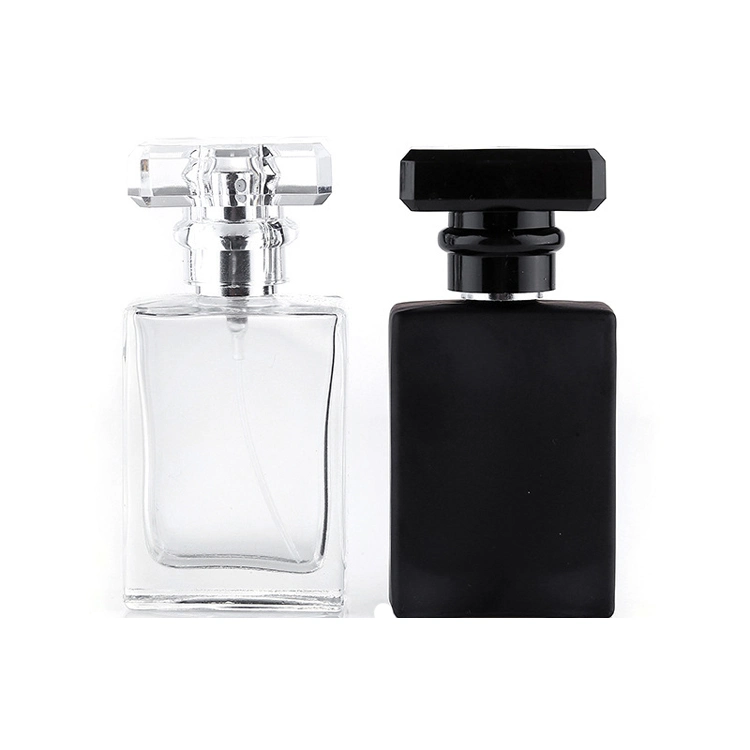 30ml Customized Clear Cosmetic Packaging Fragrance Packaging Unique Square Glass Perfume Bottle