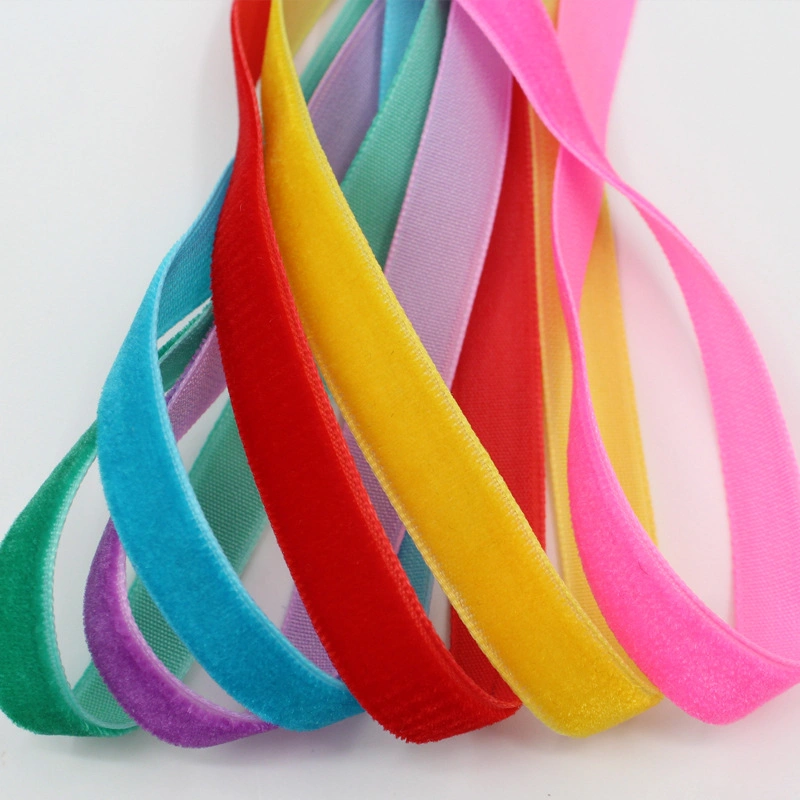 Custom/OEM Fashion Manufacturer Printed Nylon Polyester Solid Single Face Velvet Ribbon