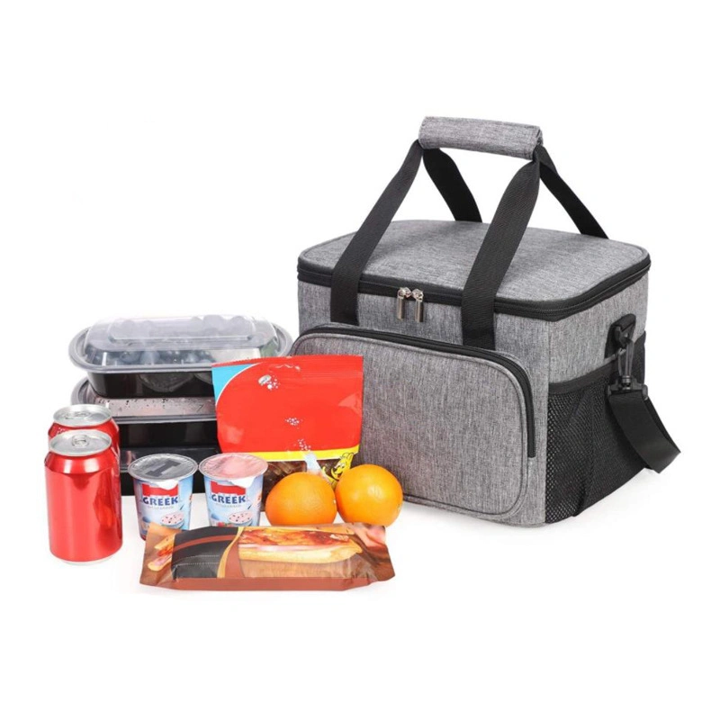 Polyester Cooler Bag, Portable Tote Oxford 600d Thermal Ice Bag Food Drinks Fruit Insulated Picnic Lunch Camping Shoulder Bag