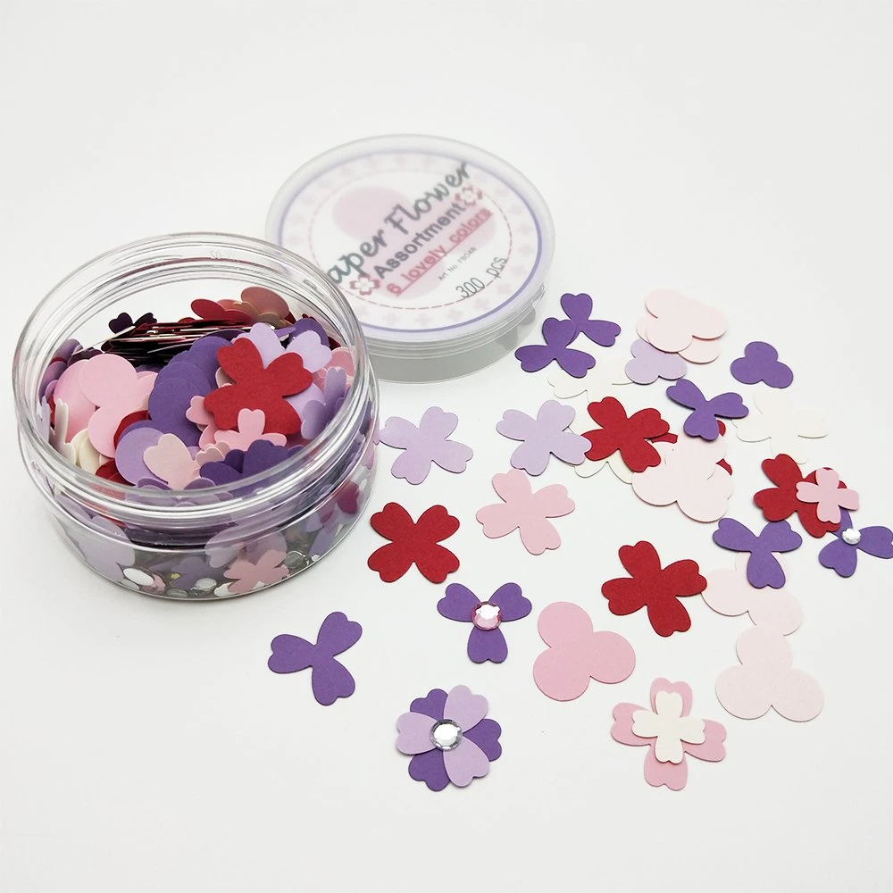 300pcs Rot Lila Liebe Farben Mini Papier Blumen sortiert Box Für Kartenherstellung (FBO04R)