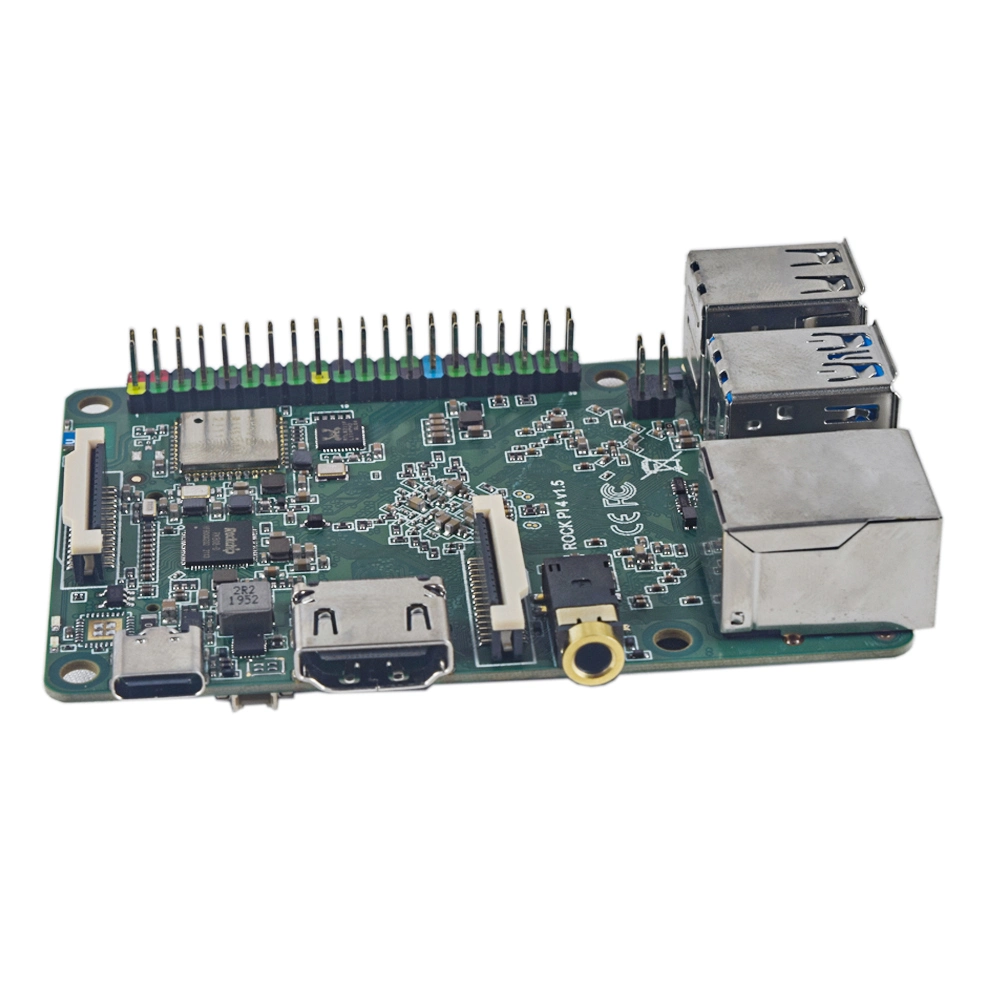 Rock Pi 4b V1.4 Rockchip Rk3399 Arm Cortex Six Core Sbc/Single Board Computer Compatible with Official Raspberry Pi Display