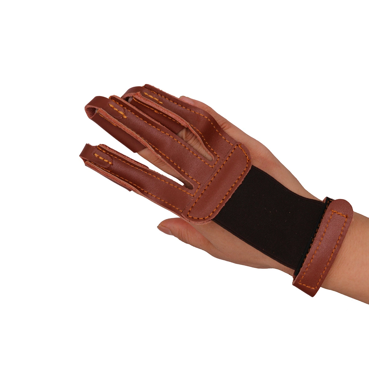 3-Finger Archery Glove, Leather Recurve Bow Finger Glove, Pull Bow Arrow Glove, Archery Shooting Protective Glove Wyz13287