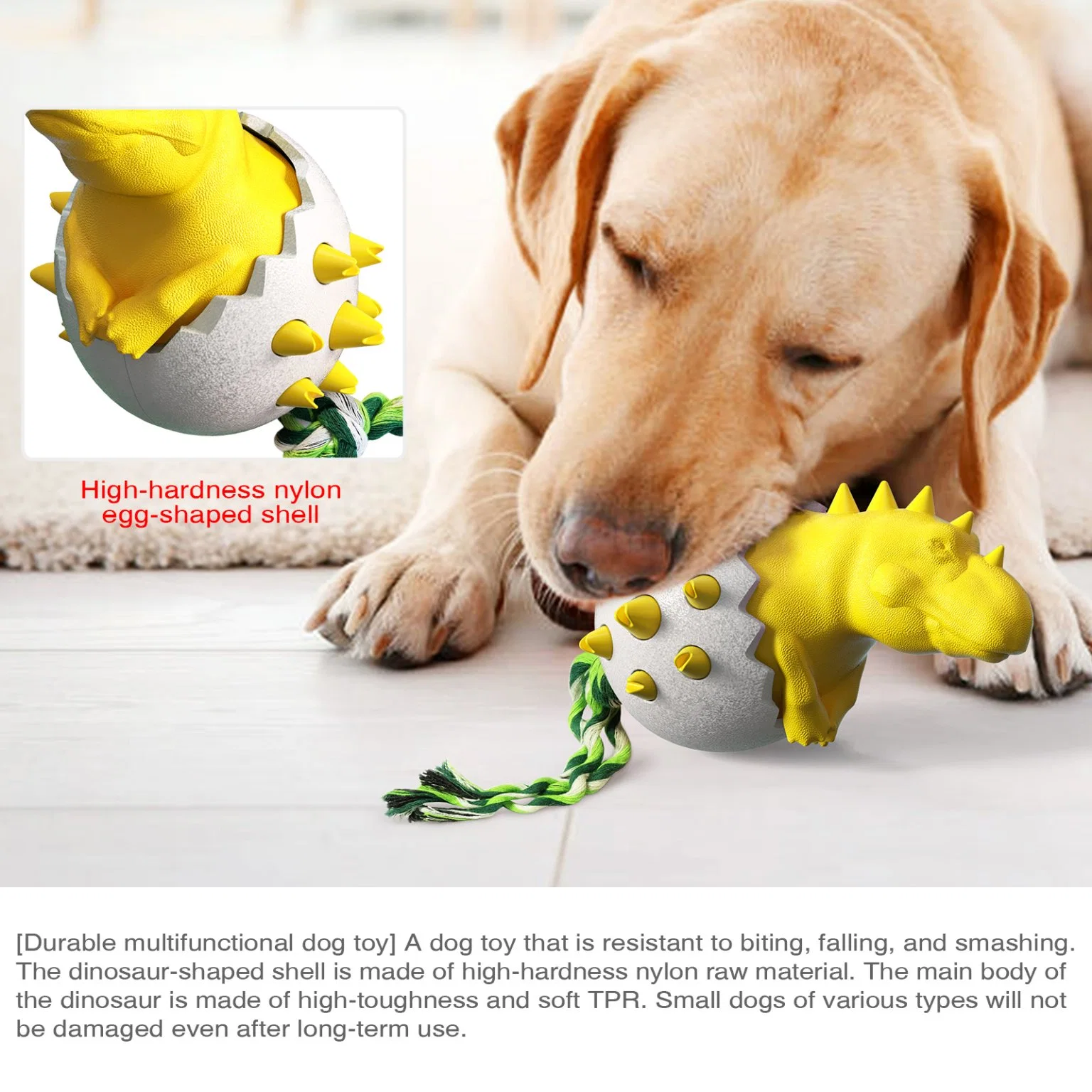 Dinosaur Egg Shaped Dog Chew Toys Rope Molar Clean Teeth Pet Toy