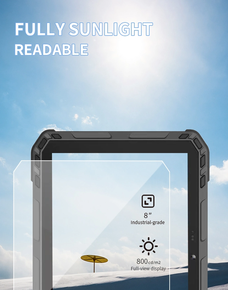 High Brightness 800nits 10000mAh 800*1280 16: 10 8inch Industrial PC Android Rugged Tablet Sunlight Readable