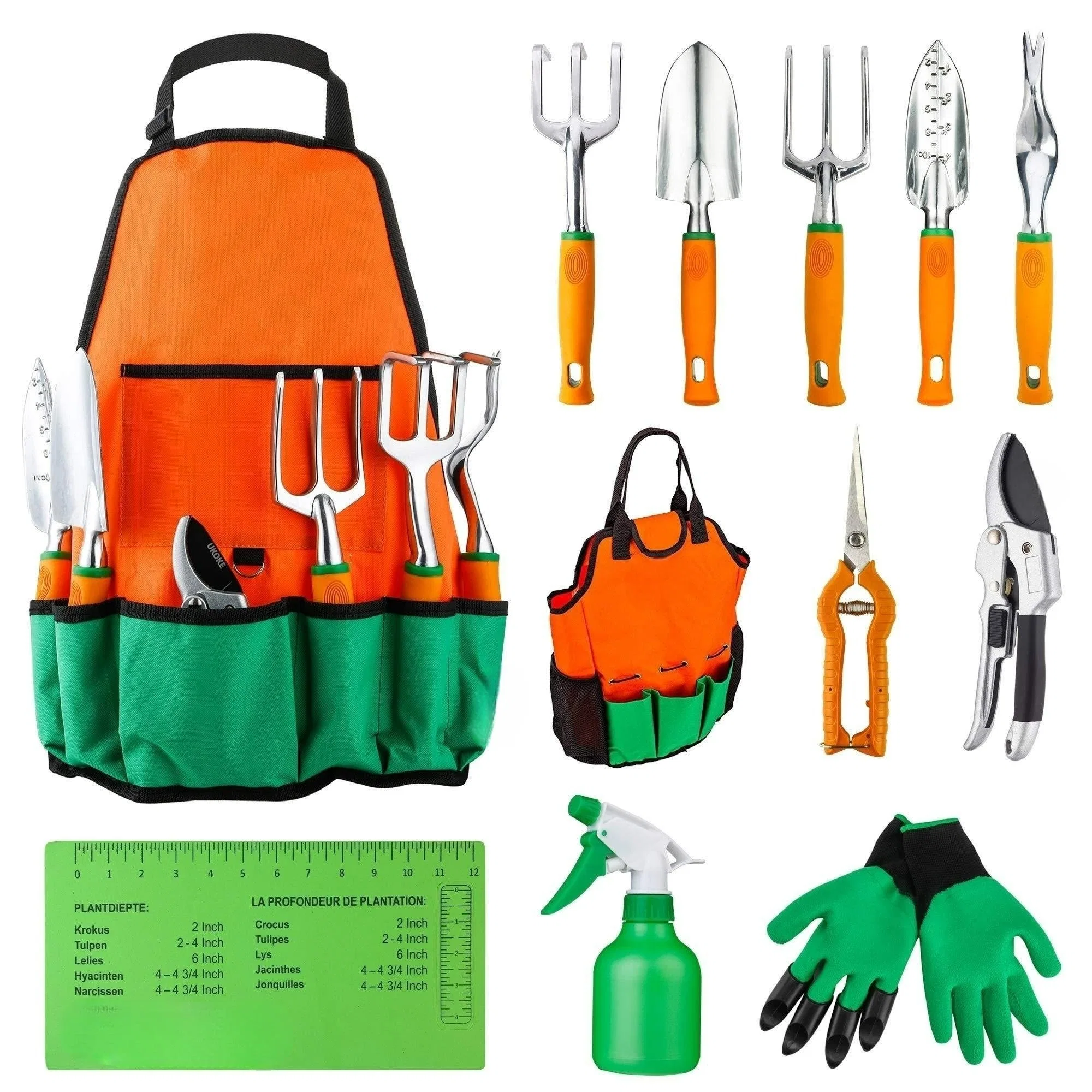 Trousse à outils à main en aluminium 12 pièces à la mode poignée ergonomique Jardinage Outil