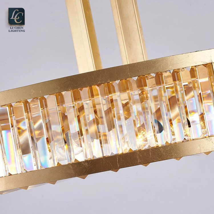 Hotel Villa Restaurant Iron Frame Crystal LED Pendant Lamp