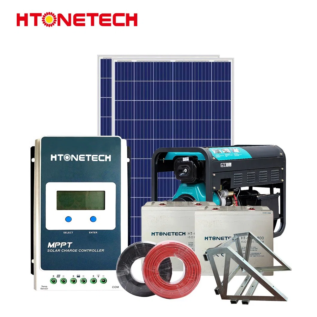Htonetech 4kVA 3,5 Kw Grade Desligado do Sistema Solar Fornecedores China 5KW 53kw Mono Painel Solar System Fuelóleo gerador diesel Solar Híbrido Sistema Doméstico