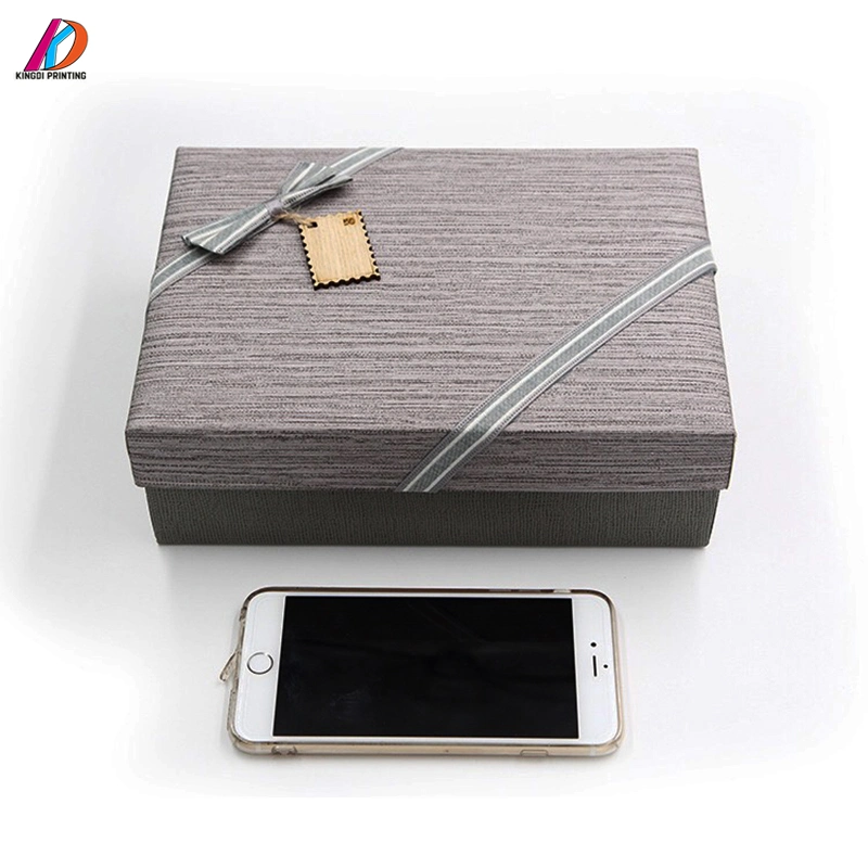 Luxury Promotion High Paper Cardboard Top and Base Striped Gift Box with Ribbon