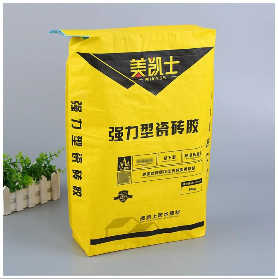 Customized Logo 3 Layer Kraft Paper Valve Mouth Bag for Dry Mortar Gypsum Wall Putty Powder Tile Adhesive Packaging