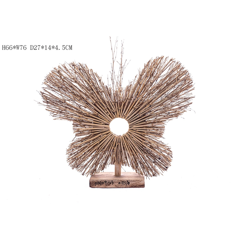 Rustic Butterfly Shape Bamboo Handicraft Home Desktop Wood Decoration