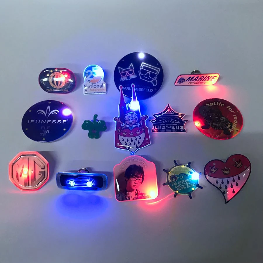 Customized Logo LED Flashing Button Badge Safety Pin Badge