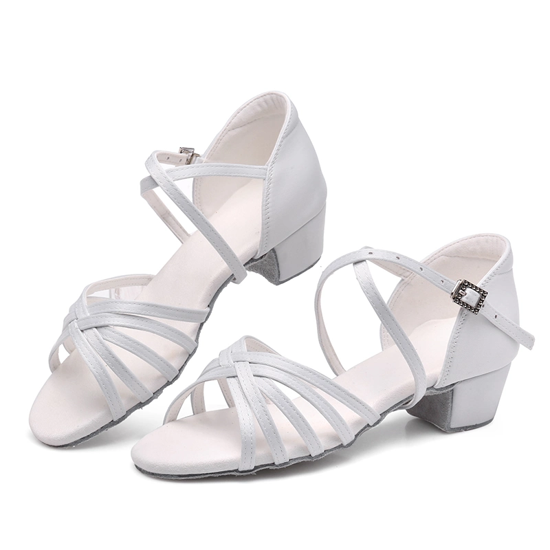 Nuevo White Soft soled Ballroom Zapatos de baile latino para niños 561