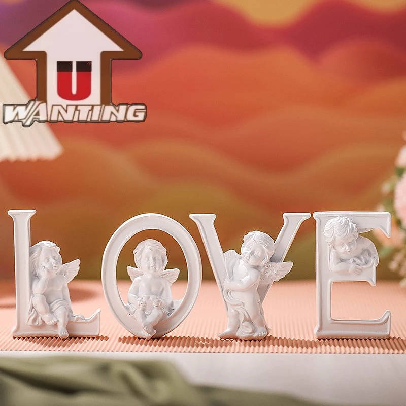 Resin Angel Sculpture Wedding Souvenir Love Letters Retro Figure Statue Blessing Ornament