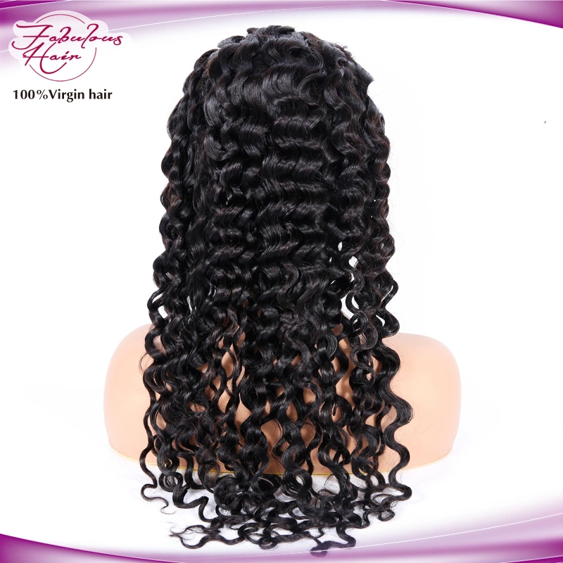 180% Density Deep Wave Human Hair Full Swiss Lace Wig