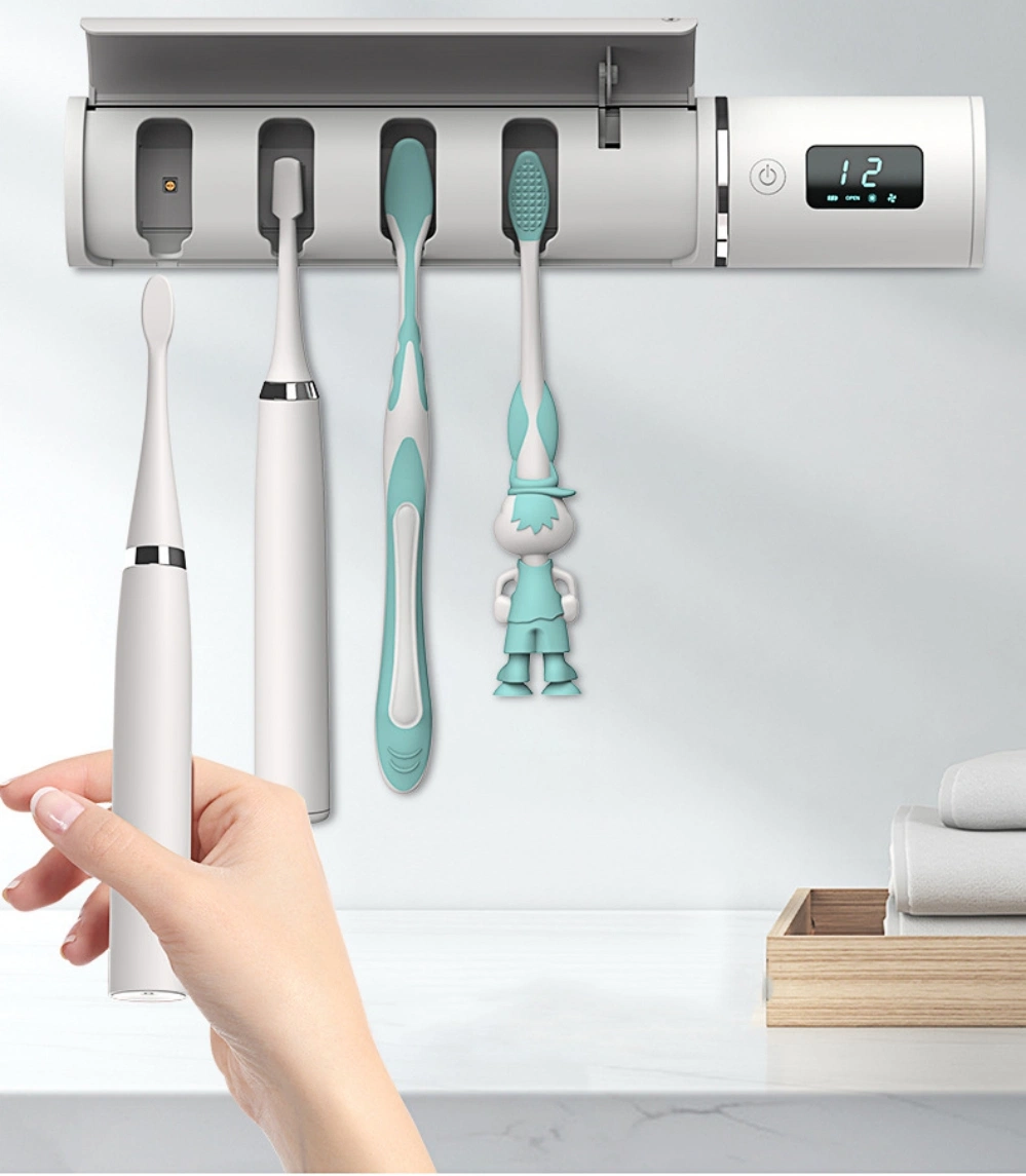 Stylish Wall Mounted Built-in UV Light Bathroom Accessories Toothbrush Sanitizer Holders