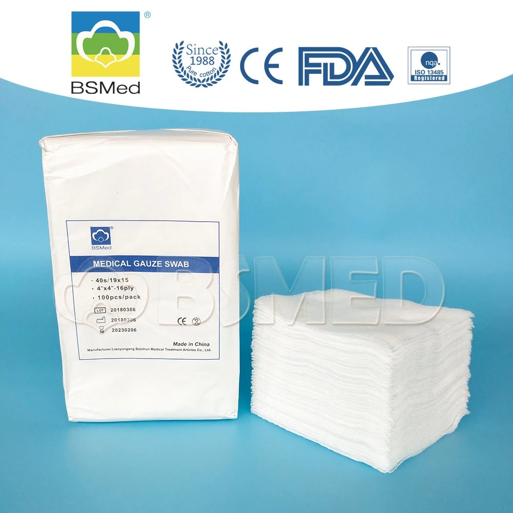 Factory Supply White Color 3inch 40s Bleached Absorbent Cotton Gauze Swab with Detectable X Ray for Medical Use