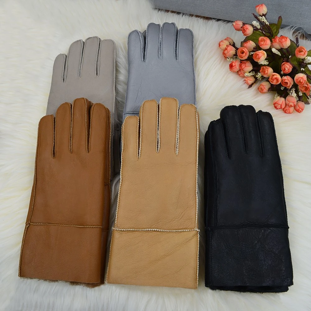 Guantes de piel de oveja para invierno