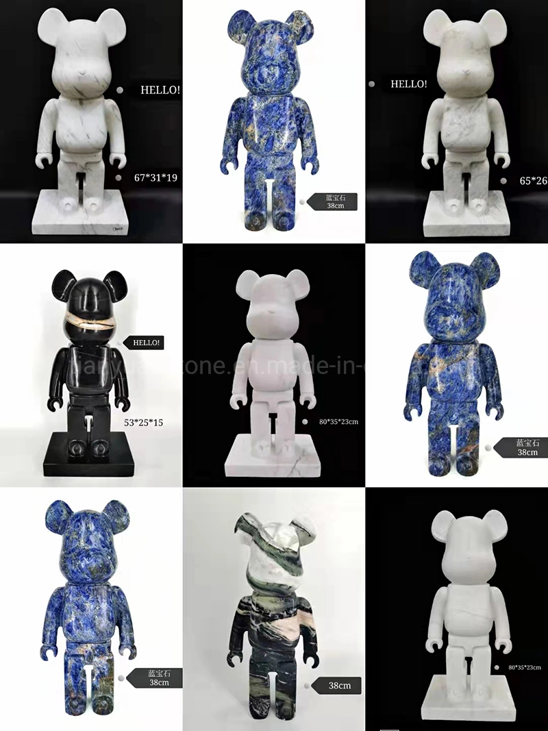 Marble Stone Bearbrick Statue Ornaments Bear Sculptures Stone Crafts