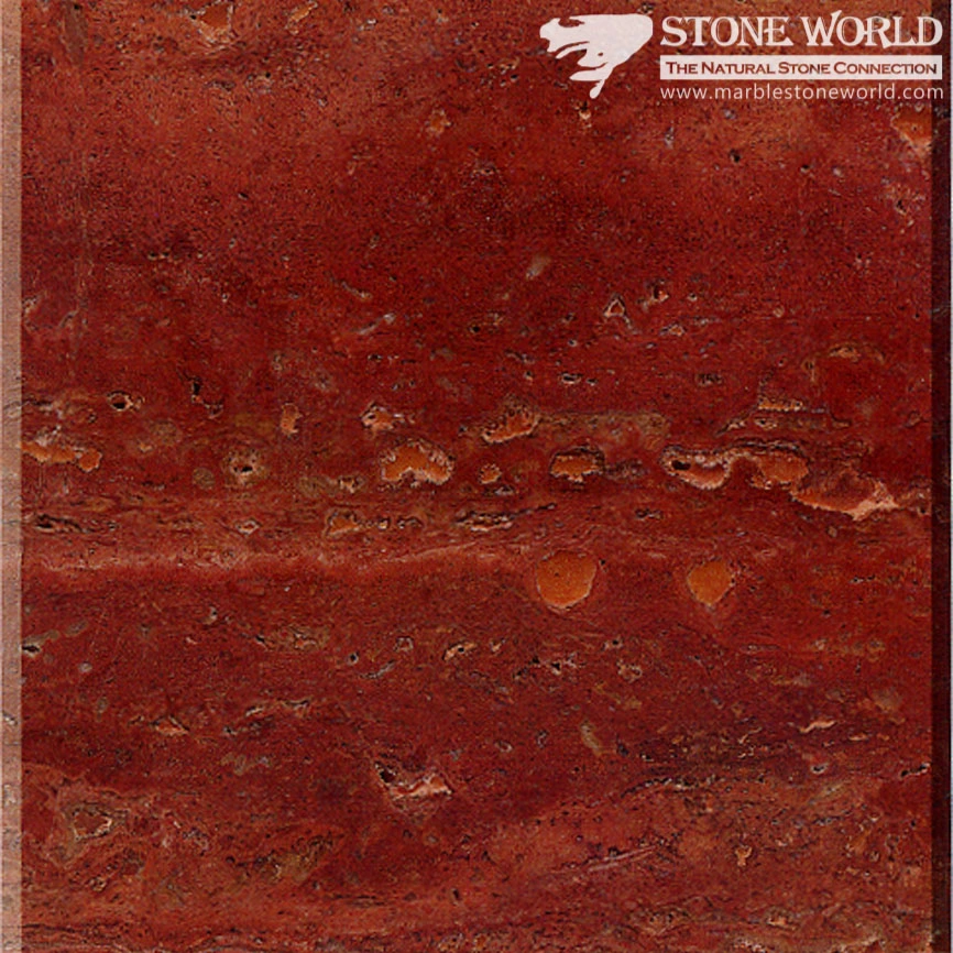 Polished Red Travertine Slabs for Flooring & Wall (MT083)