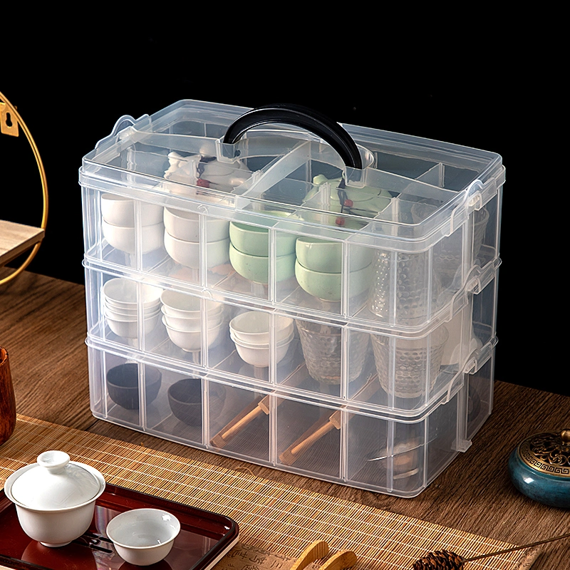 7202 High Quality Transparent Compartmentalized Cup Plastic Storage Box