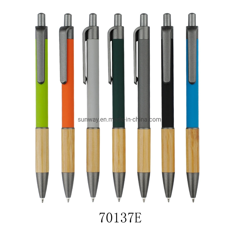 Luxury Promotional Gift Bamboo Grip Aluminium Metal Ball Point Pen