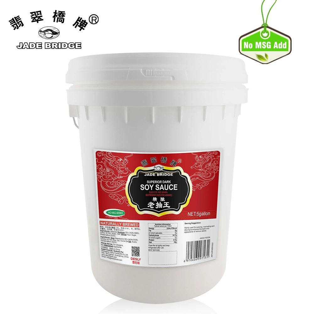 Prime de condiments fabricant chinois Goût authentique 1.86 L Jade Bridge n Msg de sauce soja foncé