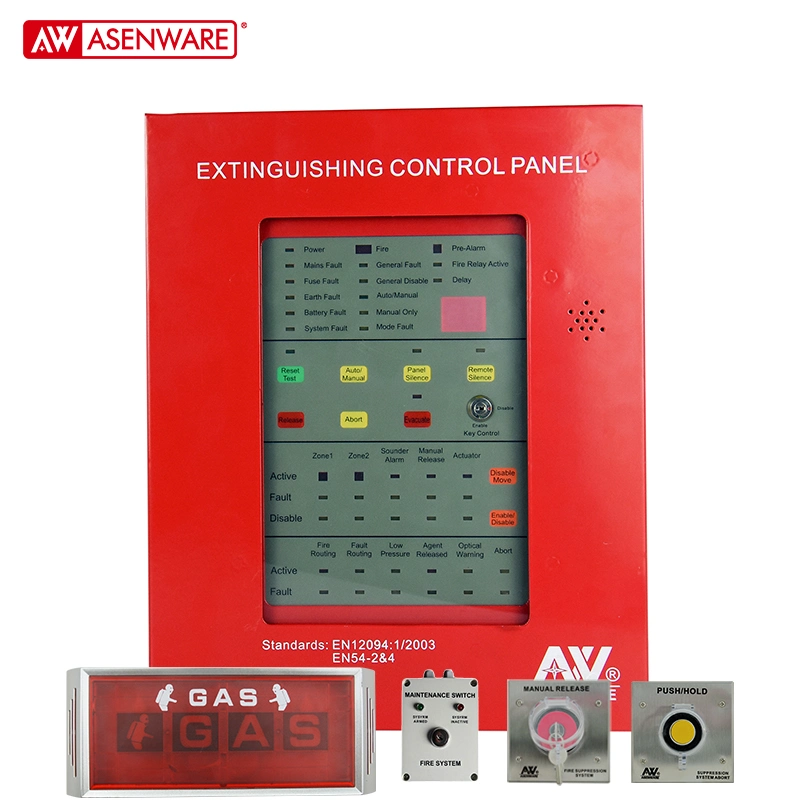 Conventional 4 Zones Fire Extinguisher Gas Control Panel for Sever/Data/Electric Room