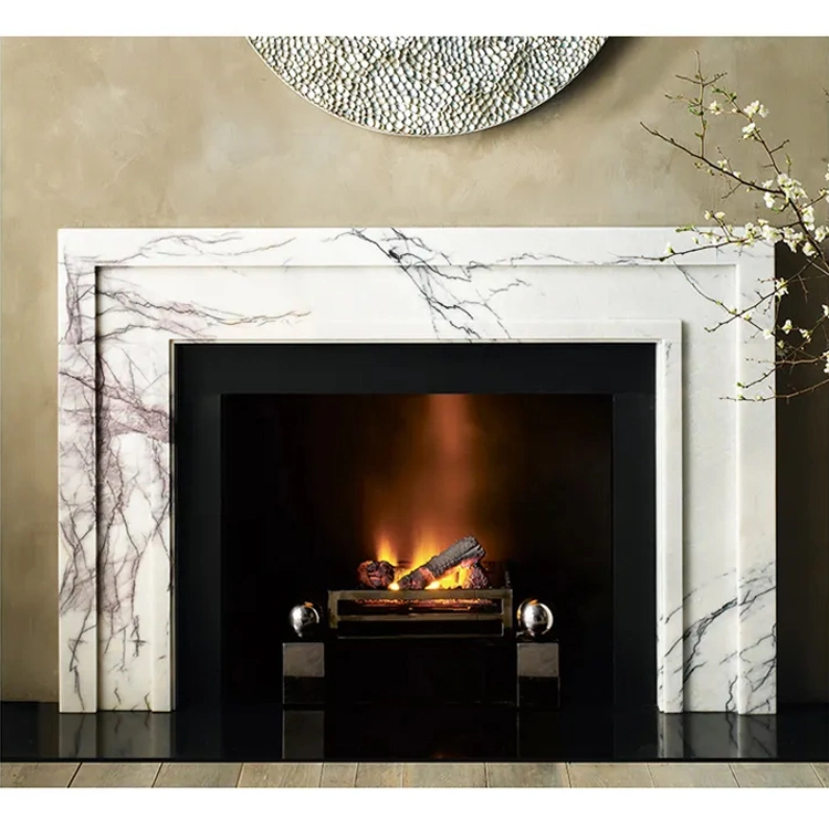 Newstar Stone Indoor Decoration Modern Luxury Italian White Marble Fireplace Mantel Marble Fireplace