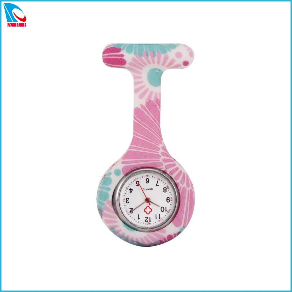 Silicone ronde Fob de quartz watch pendaison broche