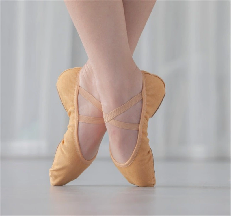 Günstigste Kinder Ballett Tanz Schuhe Segeltuch Split Sole Hausschuhe für Tanzen