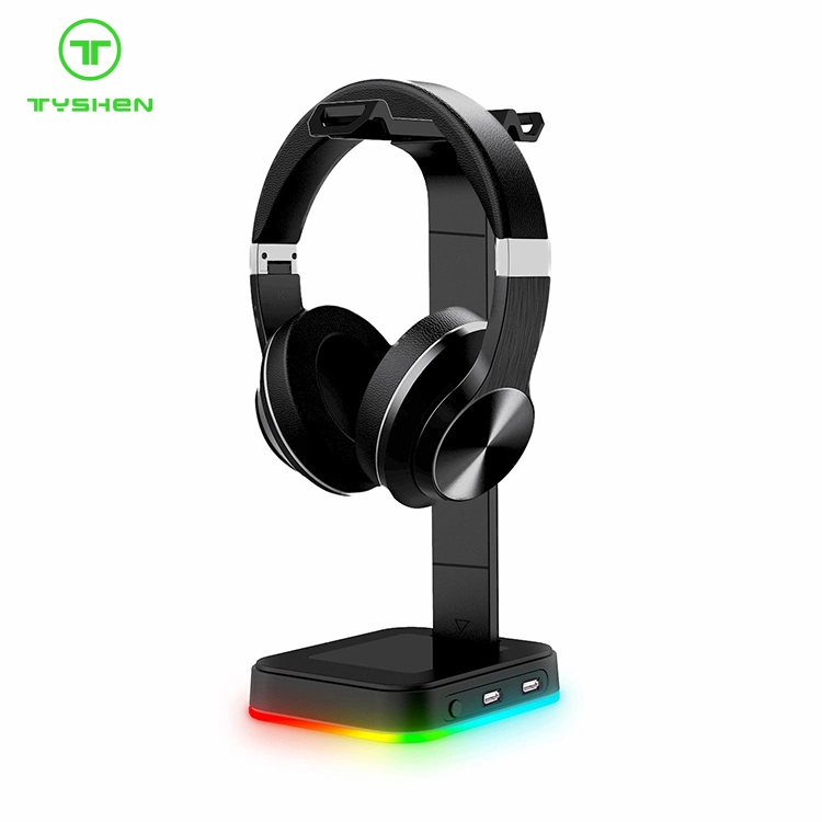 Drop Shipping in Stock Low MOQ 4 in 1 Multi-Function RGB Gaming Headset Stand with 2*2.0 USB Hub