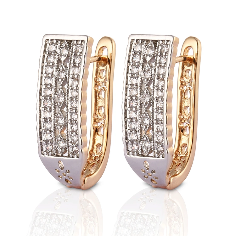 18K 14K plaqué or Bijoux de fantaisie imitation de la mode avec CZ Pearl Huggie Hoop Earring pour les femmes