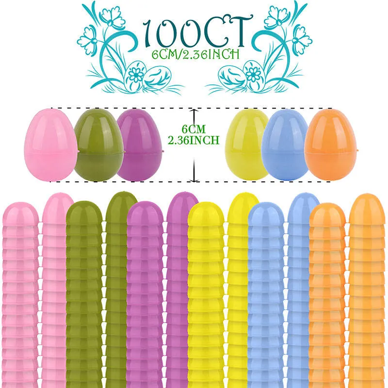 Easter DIY Decorations Assorted Colors Openable Plastic Easter Eggs