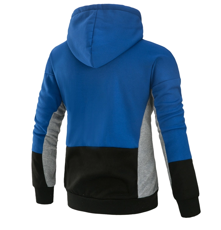 Hot Sale Wholesale/Supplier Apparel Sweatshirts Cheap Clothes Fashion Jacket Blue/Black/Grey Contrast Colors Hoody Mens 100%Polyester Fleece Sweater